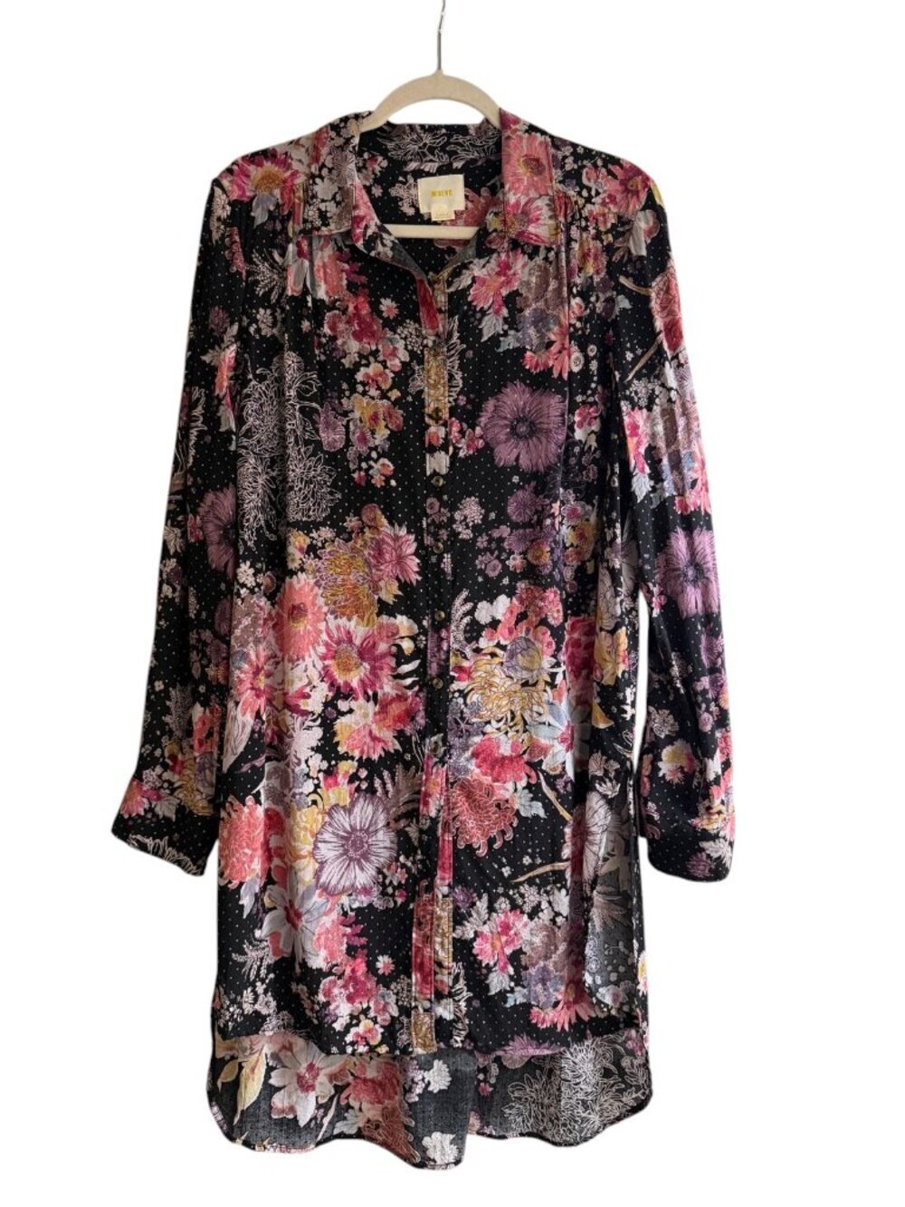 Maeve Anthropologie Women's Large Floral Button Front Tunic Blouse Boho. rayon. - Picture 3 of 12